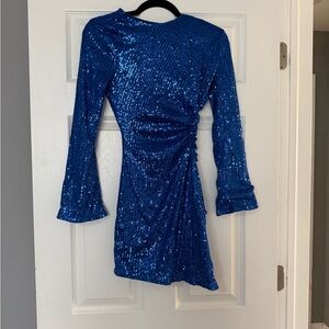 SHEIN Blue Sequin Mini Dress
